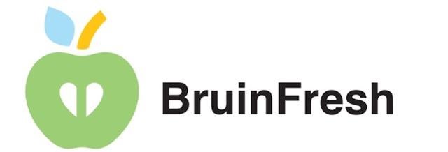 BruinFresh Logo, with green apple with heart seads and BruinFresh Heading